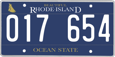 RI license plate 017654