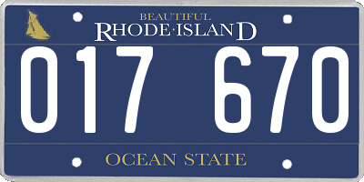 RI license plate 017670