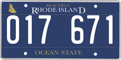 RI license plate 017671