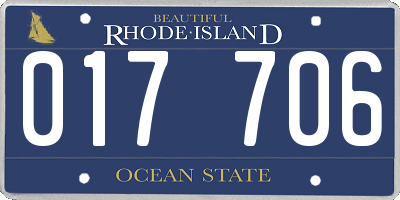 RI license plate 017706