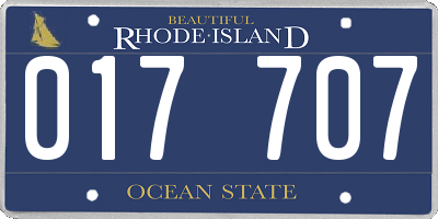 RI license plate 017707