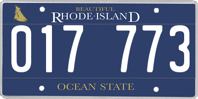 RI license plate 017773