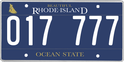 RI license plate 017777