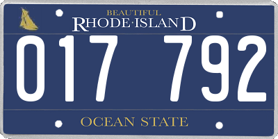 RI license plate 017792