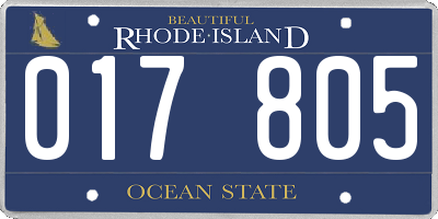 RI license plate 017805