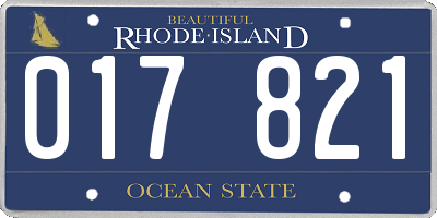 RI license plate 017821