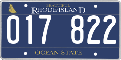 RI license plate 017822