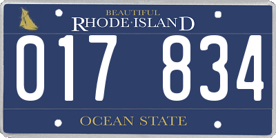 RI license plate 017834