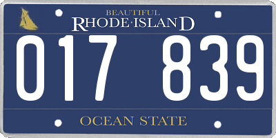 RI license plate 017839