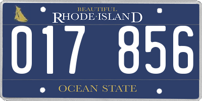 RI license plate 017856