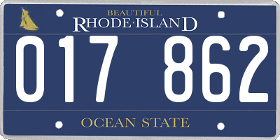 RI license plate 017862