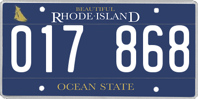 RI license plate 017868