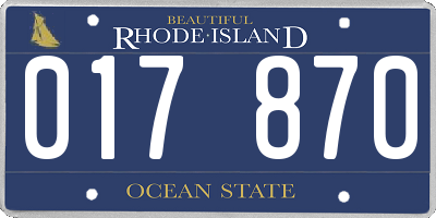 RI license plate 017870