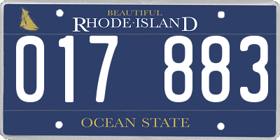 RI license plate 017883