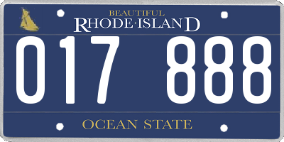 RI license plate 017888