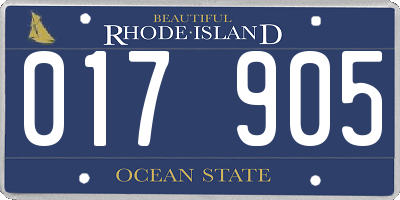 RI license plate 017905