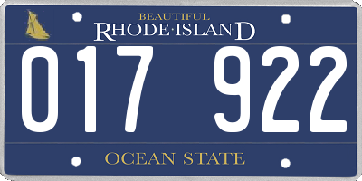 RI license plate 017922