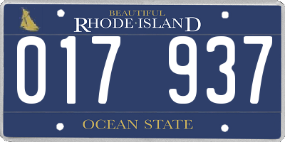 RI license plate 017937