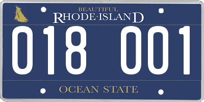 RI license plate 018001