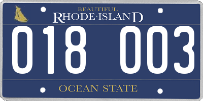 RI license plate 018003