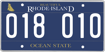 RI license plate 018010