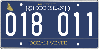 RI license plate 018011