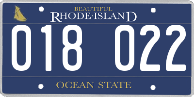 RI license plate 018022