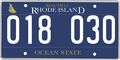 RI license plate 018030