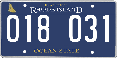 RI license plate 018031