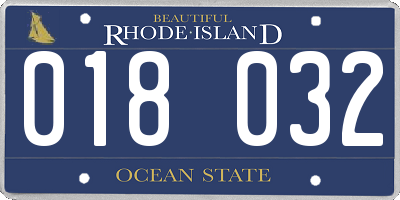 RI license plate 018032