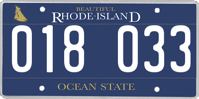 RI license plate 018033