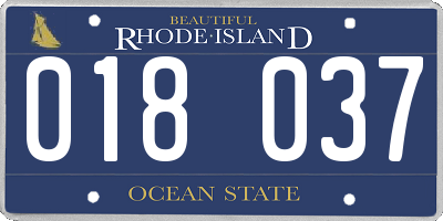 RI license plate 018037