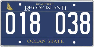 RI license plate 018038