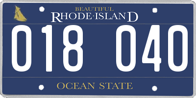 RI license plate 018040