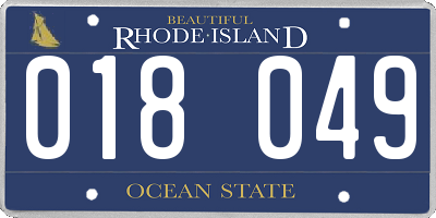 RI license plate 018049