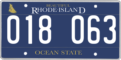 RI license plate 018063