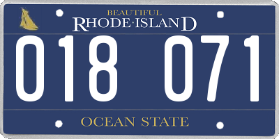 RI license plate 018071