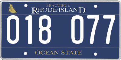 RI license plate 018077