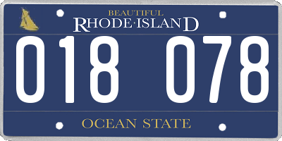 RI license plate 018078