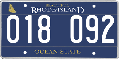 RI license plate 018092