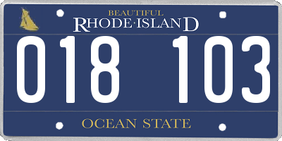 RI license plate 018103