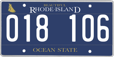 RI license plate 018106