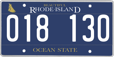 RI license plate 018130