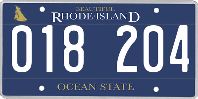 RI license plate 018204