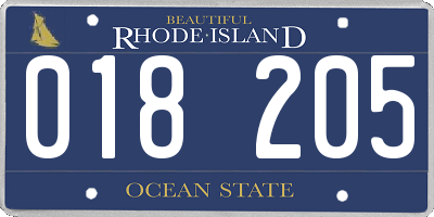 RI license plate 018205