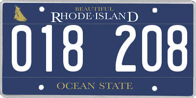 RI license plate 018208