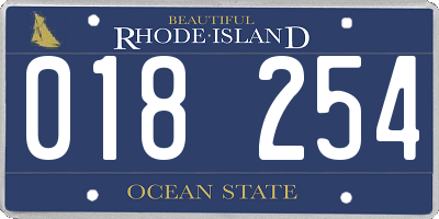 RI license plate 018254