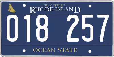 RI license plate 018257