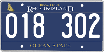 RI license plate 018302