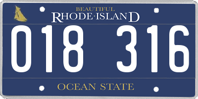 RI license plate 018316